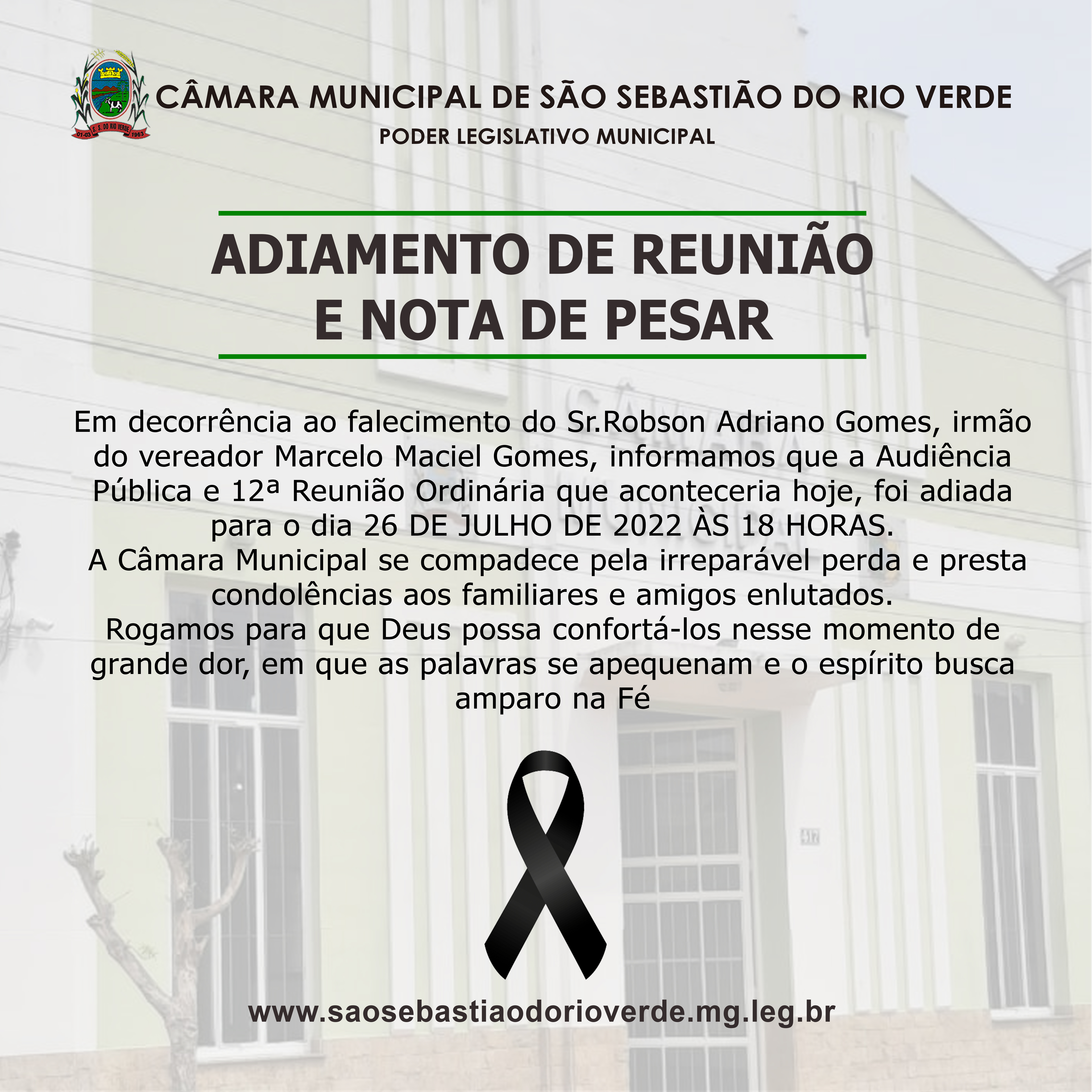Adiamento de Reunião e Nota de Pesar