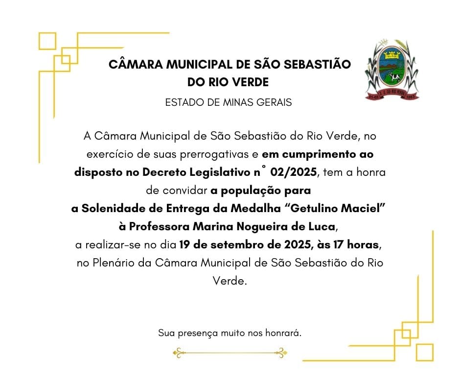 Convite Especial  Entrega da Medalha "Getulino Maciel"